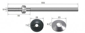 Haste Telha + Porca + Arruelas 5/16 x 550 R55 Inox-316 -10 peas